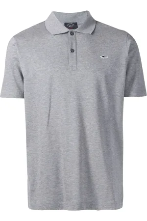 Paul & Shark Tops, Heren, Grijs, S, Katoen, Grijze Katoenen Korte Mouw Trui