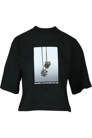 Palm Angels Tops, Dames, Zwart, S, Katoen, Tshirt