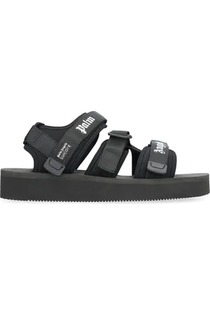 Palm Angels Schoenen, Heren, Zwart, 44 EU, Polyester, Velcro Platte Sandalen - Kisee Stijl