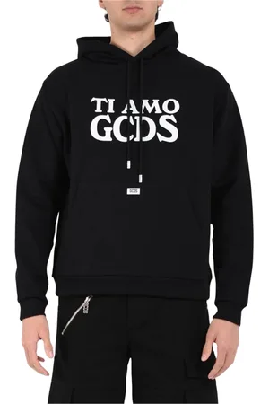 GCDS Sweatshirts & Hoodies, Heren, Zwart, XL, Katoen, Hoodies met trekkoord en zak