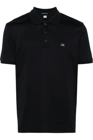 C.P. Company Tops, Heren, Blauw, XL, Katoen, Logo Patch Polo Shirt