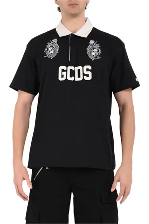 GCDS Tops, Heren, Zwart, 2Xl, Katoen, Katoenen polo met knoopsluiting