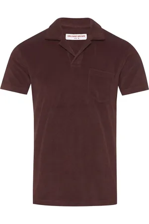 Orlebar Brown Tops, Heren, Rood, L, Katoen, Katoenen Polo Shirt, Knooploos, Gemaakt in Portugal