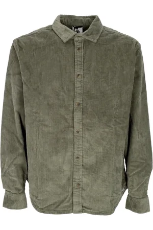 Element Overhemden, Heren, Groen, L, Katoen, Fluweel Shirt met Boomicoon