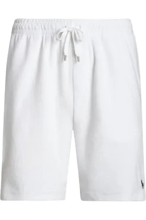 Ralph Lauren Korte broeken, Heren, Wit, M, Katoen, Sportieve Spons Shorts met Koord