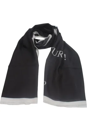 Moschino Accessoires, Dames, Zwart, ONE Size, Modal Sjaal met Rafelige Randen
