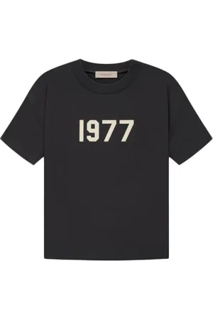 FEAR OF GOD Tops, Heren, Zwart, S, Iconisch Logo Donker Haver T-shirt