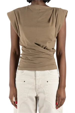 Isabel Marant Tops, Dames, Bruin, S, Katoen, Khaki Licht Katoenen T-Shirt