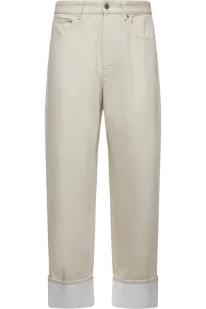 Bottega Veneta Jeans, Heren, Wit, L, Suède, Stone Wash Wide Leg Jeans