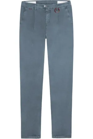 sartoria tramarossa Broeken, Heren, Blauw, W32, Katoen, Stretchkatoenen broek met suède patch