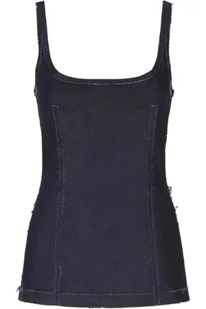 Marni Tops, Dames, Blauw, S, Ocean Square Neck Sleeveless Top