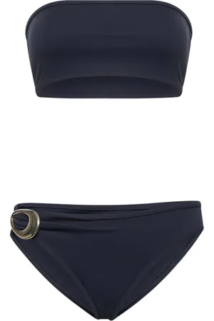 Bottega Veneta Badkleding, Dames, Blauw, S, Blauwe Bandeau Top met Metalen Gesp