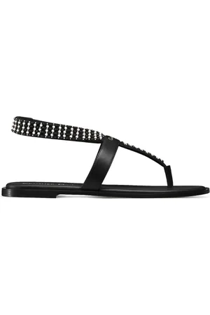 Dior Schoenen, Dames, Zwart, 37 EU, Leer, Eclat Thong Sandal Zwart Wit Parels