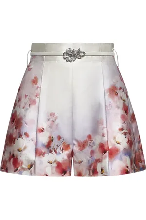 ZIMMERMANN Korte broeken, Dames, Wit, M, Hoge taille losse snit shorts
