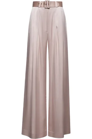 ZIMMERMANN Broeken, Dames, Roze, S, Satijn, Roze zijden palazzo broek