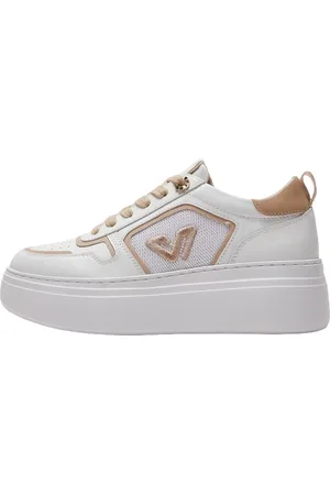 Emanuélle vee Schoenen, Dames, Wit, 38 EU, Witte en beige leren sneakers