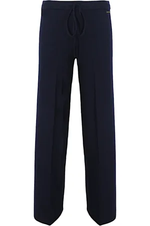 Twin-Set Broeken, Dames, Blauw, L, Katoen, Lyocell Katoenmix Elastische Taille Broek
