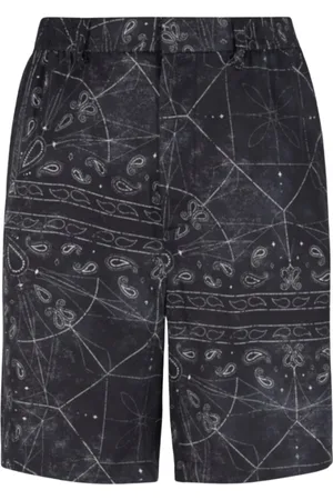 Armani Exchange Korte broeken, Heren, Zwart, W30, Bandana Print Loose Fit Shorts