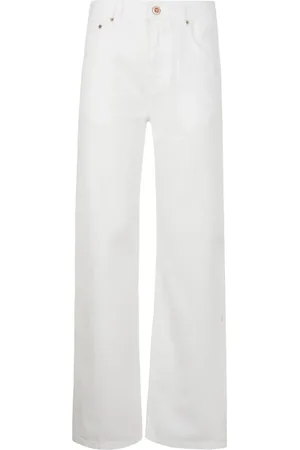 Aspesi Jeans, Dames, Wit, W30, Witte Klassieke Jeans met Voorknoop