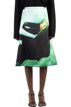Jil Sander Rokken, Dames, Veelkleurig, S, Nacht Groene Wijdvallende Jurk