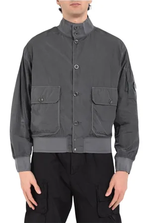 C.P. Company Jassen, Heren, Grijs, 2Xl, Ribboord kraag jas met lenszak