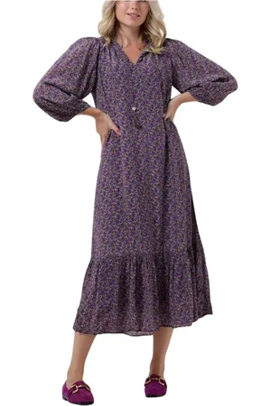 Moliin Kleedjes, Dames, Veelkleurig, L, Tabitha Paarse Midi Jurk Dames