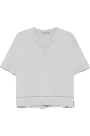 D.EXTERIOR Tops, Dames, Grijs, M, Grijze Gebreide Top met Italiaanse Kraag