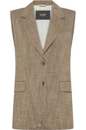 SEVENTY BY SERGIO TEGON Jassen, Dames, , M, Linnen, Lang Linnen Vlammen Vest Jas