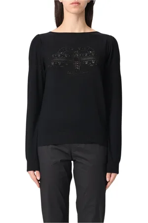 Twin-Set Truien, Dames, Zwart, M, Boot Hals Sweaters