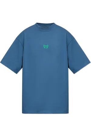 Balenciaga Tops, Heren, Blauw, 2Xs, Katoen, T-shirt met vintage-effect