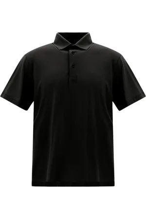 HERNO Tops, Heren, Zwart, XL, Katoen, Jersey Crepe Polo Shirt