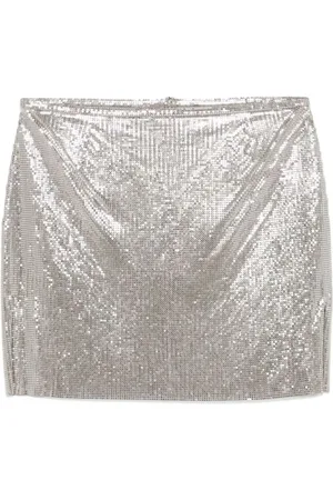 Paco rabanne Rokken, Dames, Grijs, S, Zilveren Minirok