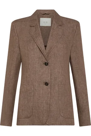 SEVENTY BY SERGIO TEGON Jassen, Dames, Bruin, S, Linnen, Linnen blazer met reverskraag