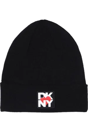 DKNY Accessoires, Dames, Zwart, L, Zwarte Beanie Hoed Elegant Ontwerp
