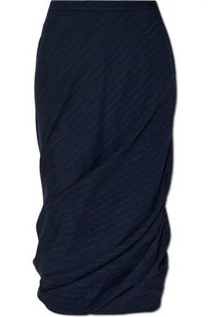 Balenciaga Rokken, Dames, Blauw, 2Xs, Wol, Rok met gestreept patroon