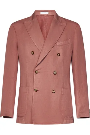Boglioli Jassen, Heren, Roze, XL, Linnen, Roze Dubbel-Breasted Linnen Jas