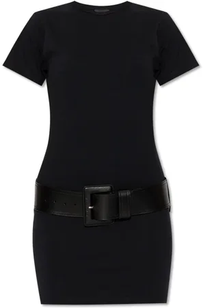 Balenciaga Kleedjes, Dames, Zwart, M, Katoen, Jurk met riem