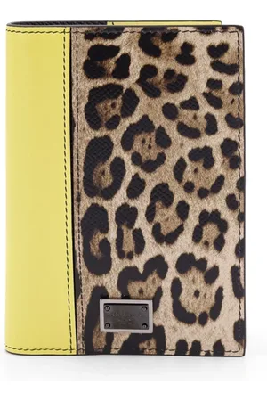 Dolce & Gabbana Accessoires, Heren, Veelkleurig, ONE Size, Leer, Dierenprint Leren Kaarthouder Portemonnee