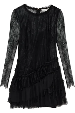 LOVESHACKFANCY Kleedjes, Dames, Zwart, S, Leer, Jurk Amberlrigh