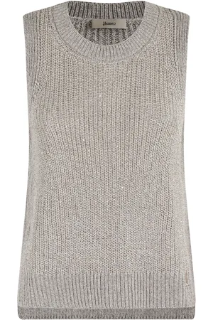 HERNO Tops, Dames, Grijs, S, Glitter Gebreid Vest
