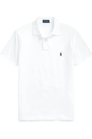 Ralph Lauren Tops, Heren, Wit, L, Katoen, Slim Fit Mesh Polo Shirt
