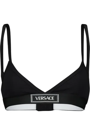 VERSACE Tops, Dames, Zwart, M, Katoen, Vintage Logo Zwarte Beha 90