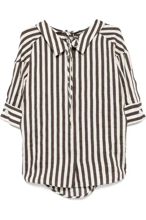 SEVENTY BY SERGIO TEGON Blouses & Shirts, Dames, Bruin, S, Bruine Koffie Overhemd met Striksluiting