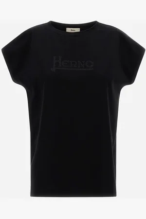 HERNO Tops, Dames, Zwart, S, Katoen, Interlock Jersey T-shirt