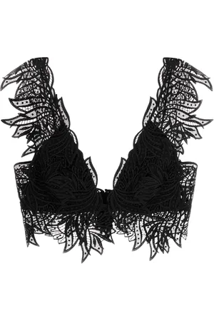 Alberta Ferretti Tops, Dames, Zwart, S, Zwart Kant Crop-Top