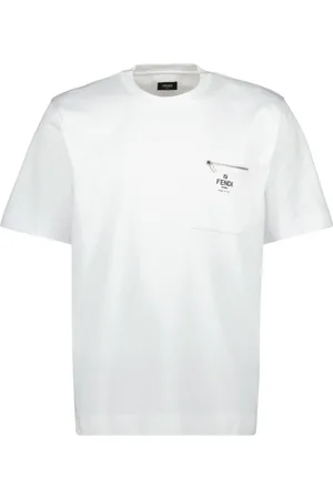 Fendi Tops, Heren, Wit, M, Katoen, Katoenen T-shirt Lente-Zomer 2025
