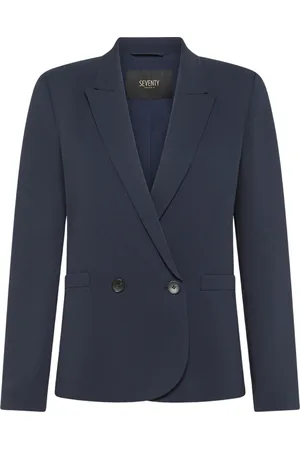 SEVENTY BY SERGIO TEGON Jassen, Dames, Blauw, M, Stijlvolle cady crêpe viscose jas
