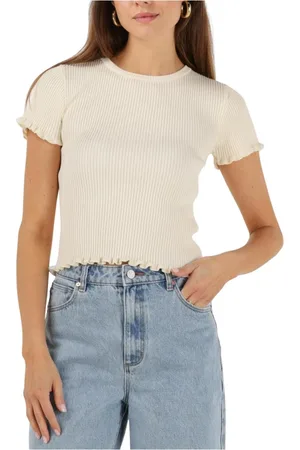 Silvian Heach Tops, Dames, , XL, Denim, Elegante Ecru Top Gpp 25034Ma