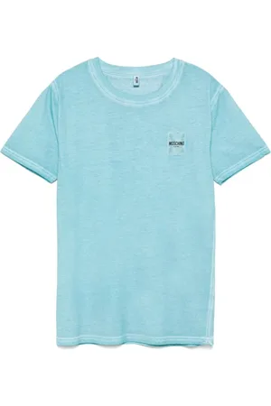 Moschino Tops, Heren, Blauw, M, Lichtblauwe Crew Neck T-shirts