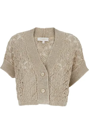 ANTONELLI Truien, Dames, , M, Katoen, Paillet Crop Cardigan in Linnen en Katoen